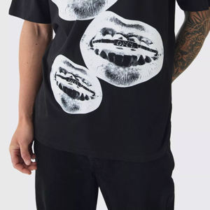 T-shirt noir à manches courtes pour homme, tricoté sur le devant, respirant, coupe ample, col rond, décontracté, en jersey de coton - Product Image 5