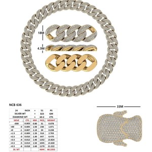 Collier unisexe en or massif 14k 18k, style hip-hop, avec chaîne cubaine épaisse de 18 mm et diamants cultivés en laboratoire, pour un usage quotidien - Product Image 2