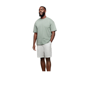 T-shirt à manches courtes col rond vert clair pour homme, 100% coton, coupe classique, couleur unie, jersey tricoté, style décontracté - Product Image 1