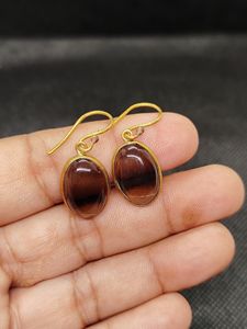 Nouvelles Boucles d'Oreilles Pendante en Quartz Fumé Rectangulaire, Style Fantaisie, 10x14 mm, en Laiton, pour Bijoux Tendance - Product Image 5