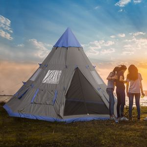 Tenda Piramidale Portatile in Metallo per 6 Persone, Grande Teepee Resistente alle Intemperie con Borsa per il Trasporto Inclusa per Campeggio - Product Image 2