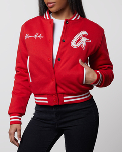 TRENDY <b>WOMEN</b> CROPPED LETTERMAN <b>JACKET</b> <b>VARSITY</b> <b>BOMBER</b> CUSTOM EMBROIDERY LOGO STREETWEAR Y2K FASHION WHOLESALE OEM SUPPLIER - Product Image 4