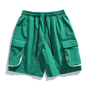 Shorts cargo légers pour hommes, coupe-vent, respirants, en nylon/coton satiné, à séchage rapide, avec fermeture boutonnée, logo personnalisé, pour l'entraînement sportif - Product Image 1