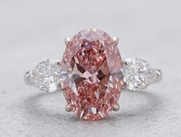 Diamante Cultivado en Laboratorio Certificado por IGI, Corte Ovalado Floral Rosa de 3.0CT, con Piedra Lateral en Forma de Pera, Chapado en Oro de 14K, Anillo Solitario para Compromiso o Aniversario
