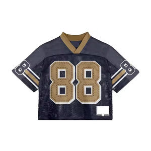 Camiseta de Fútbol Americano BRANDNAME con Cuello en V, Malla Transpirable, Estampado Tackle Twill 88, Manga Corta, Corte Regular para Hombre - Product Image 2