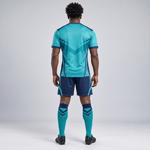 ชุดฟุตบอลโพลีเอสเตอร์ 100% ระบายอากาศได้ดี ชุดเสื้อและกางเกงขาสั้นสำหรับทีมฟุตบอลชายหญิง ชุดฝึกซ้อมระดับพรีเมียม ชุดฟุตบอลสำหรับทีมชายหญิง - Product Image 6