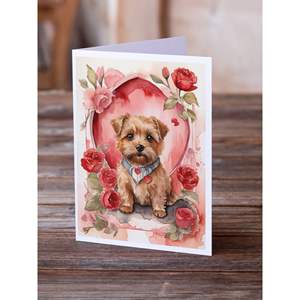 Norfolk Terrier Whimsical Valentine Roses A7 Size 5x7 Blank <b>Note</b> <b>Cards</b> Pack of 8 with Envelopes <b>Greeting</b> <b>Cards</b> - Product Image 2