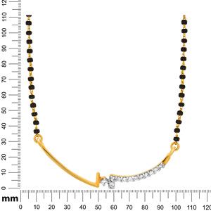 Élégant Mangalsutra plaqué or rose 18 carats en or jaune certifié IGI, chaîne à perles noires, géométrique, serti de diamants de laboratoire taillés - Product Image 5