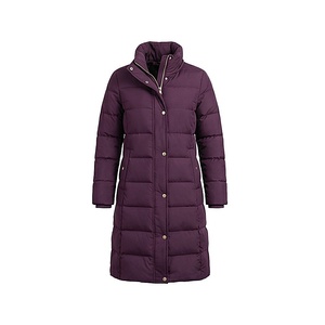 Women's Long Quilted Jacket Stand Collar Full Sleeve Windproof Winter Coat Polyester Filling Zipper Closure - Product Image 1