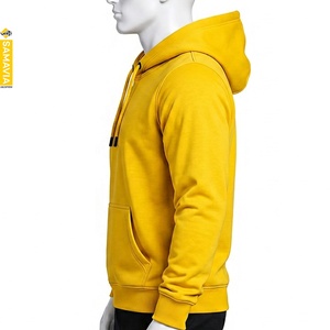 Sweat-shirt à capuche jaune pour homme SAMAVIA, coupe classique, en molleton de coton, pull décontracté avec poche, idéal pour l'automne, vente en gros, fabricant - Product Image 3