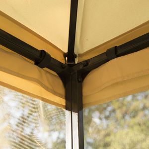Gazebo da Giardino in Metallo 10x10 con Doppio Tetto, Motivi Floreali, Telaio Angolare e Rete, Tettoia e Pergola per Esterni - Product Image 3