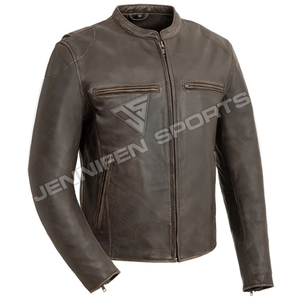 Blouson en cuir pour moto, vente en gros, sur mesure, fait main, élégant, style urbain, pour homme, en cuir véritable - Product Image 1