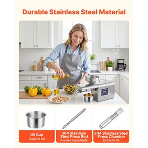 Máquina Prensa de Aceite de 750W, Capacidad de 8.27 LBS/H, Extractor de Aceite Eléctrico Automático para Uso Doméstico y Comercial, 122F - Product Image 5