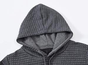 Sweat-shirt à capuche en molleton gaufré pour homme, coupe classique, gris foncé, décontracté, avec poches et accents marron, respirant, séchage rapide, idéal pour l'hiver - Product Image 5