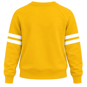 Gold Yellow Women Crew Neck Sweatshirt Greek Letter 1922 Graphic <b>Long</b> Sleeve Pullover <b>Top</b> with White Double Sleeve Stripes - Product Image 5