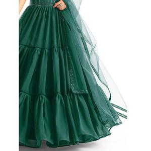 ชุดผ้าจอร์เจียประดับเลื่อมสีเขียวสุดเจ๋งชุดปาร์ตี้ lehenga choli กับ dupatta - Product Image 2