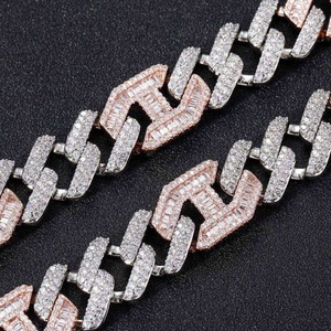 Hot Sale Length Iced <b>Cuban</b> <b>Link</b> <b>Chain</b> Necklace 925 <b>Silver</b> 14K/18K Gold Plated Luxury Moissanite Style Hip Hop Jewelry Supplier - Product Image 4