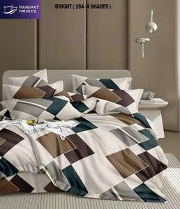 Parure de lit d'hôtel premium King Size à rayures imprimées, drap plat, drap-housse, taies d'oreiller, microfibre 400TC, durable et confortable - Product Image 5