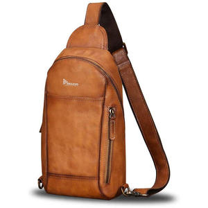 Sac de voyage et de sport en cuir véritable pour homme, grande capacité 30-40L, sacoche bandoulière triangulaire décontractée personnalisée - Product Image 2