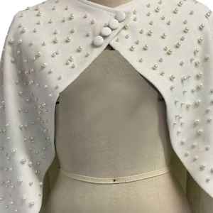 Capa de Perlas Blancas para Mujer, con Cuentas, Manga Corta, Elegante, para Novia, Chal para Ocasiones Formales, Estola de Moda - Product Image 1