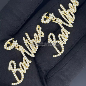 Iced Out Sterling Silver 925 Custom Letter Name Collar Charm With Custom Bail Moissanite Diamond icy Pendant - Product Image 1