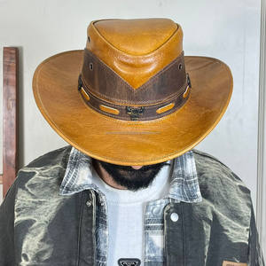 Sombrero de Vaquero de Cuero Vacuno Genuino de Alta Calidad, Personalizado y de Lujo, con Banda Trenzada, Estilo Vintage, Protección Solar para Exteriores, para Adultos - Product Image 4