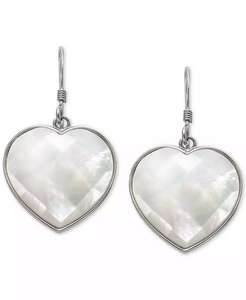 Orecchini pendenti cuore di madreperla in argento Sterling | Macacy's - Product Image 3