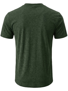 Men's Short Sleeve Henley T-Shirt Solid Color Knitted Cotton Casual Regular Fit Breathable V-neck Maroon Jersey Button-Up - Product Image 4