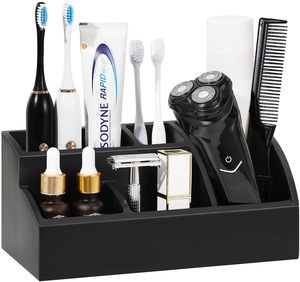 Bathroom Counter Organizer, Toothbrush Holder for Bathroom 5 Slot, <b>Large</b> Bathroom Countertop Organizer Storage Marble Bathroom - Product Image 1