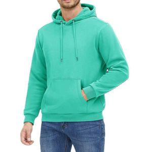 Sweat à capuche oversize blanc uni personnalisé pour homme, en molleton épais, style streetwear décontracté, en mélange de coton, avec poche kangourou - Product Image 2