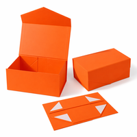 Boîte pliante en carton rigide orange pour cadeaux de Noël, huiles essentielles, parfums, soins de la peau, commande en gros avec logo personnalisé