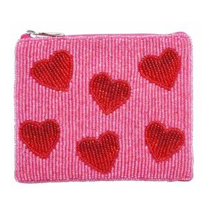 Porte-monnaie en tissu de coton perlé en forme de cœur, petite pochette de rangement pour pièces de monnaie, fermeture éclair, luxe, durable, fait main - Product Image 3