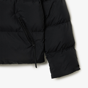 Chaqueta Acolchada Transpirable Negra para Mujer, Manga Larga, con Capucha, Cierre de Cremallera, Color Sólido, Ropa de Invierno, Relleno de Poliéster Tejido, con Logotipo - Product Image 5