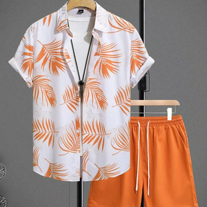 Men's Casual Beech Wear Summer Shirt 300 Grams Breathable Quick Dry Eco-Friendly Short Sleeve Floral Print Design 100% Polyest - Product Image 3