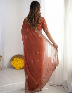 Sari de Georgette Bordado al Estilo Bollywood KV - Product Image 4
