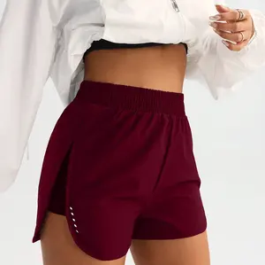 Short de fitness de plage d'été taille haute pour femme Short de sport respirant pour le yoga et la course à pied avec fentes latérales en maille - Product Image 5