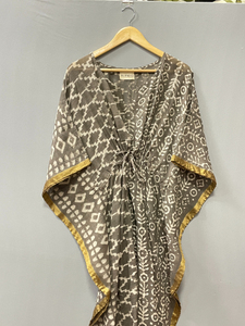 ชุดคลุมชายหาดผ้าฝ้ายแท้พิมพ์ลาย Bagru แบบอินเดีย ทำมือ ลายดอกไม้ฤดูร้อน สวมใส่สบาย ยาวคลุมเข่า - Product Image 3