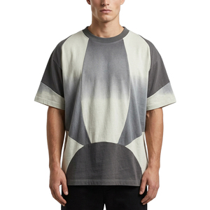 T-shirt Homme Oversize Boxy en Coton Lourd 300 GSM Personnalisé, Style Vintage Délavé, Patchwork, Streetwear, Luxe, Col Rond, Vierge - Product Image 1