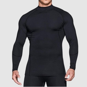 T-shirt de compression à col montant pour homme, manches longues, couche de base pour la gym, séchage rapide, 140g, OEM - Product Image 6