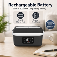 Boîte à lunch électrique rechargeable, chauffe-plat bento avec minuterie préréglée, batterie 8000 mAh, 1 L, plusieurs niveaux de chaleur pour le bureau, le travail et les voyages