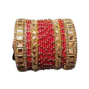 Ensemble de bracelets de mariage islamiques tendance et luxueux en perles Kundan plaqués or, bijoux pour femmes - Product Image 3