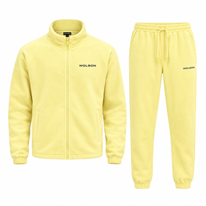 Conjunto Deportivo Personalizado con Logotipo para Hombre, Chaqueta con Cierre y Capucha de Forro Polar para Invierno, Pantalones de Chándal Largos hasta el Tobillo, Tejido Suave y Cálido, para Gimnasio y Entrenamiento - Product Image 1