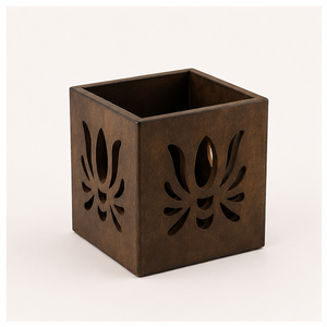 Handcrafted Rustic Wooden Cutlery Holder With Elegant Floral Laser Cut Design Eco-friendly <b>Tabletop</b> Spoon & Fork Stand Organizer - Product Image 3