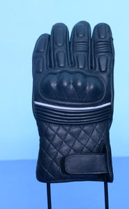 Gants de moto en cuir de vachette noir de qualité supérieure avec protection des articulations, en cuir durable, sangle de poignet réglable, pour la conduite. - Product Image 2