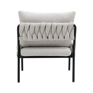 Tappezzeria moderna intrecciata accento poltrona con struttura in metallo comoda poltrona per soggiorno camera da letto morbida seduta imbottita - Product Image 6