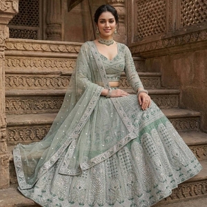Lehenga Choli Verde Mar para Novia, con Bordado Intenso, Tela Suave de Secado Rápido para Invierno/Verano, Diseño de Alta Costura para Bodas y Fiestas, Ropa de Recepción para Mujer - Product Image 4