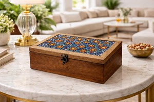 Caja de madera con estampado estilo Shabby Chic, caja de joyería estilo rústico, caja de almacenamiento de madera con estampado para decoración envejecida, estuche de suministro al por mayor - Product Image 3