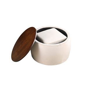 2-in-1 Round Ottoman Set <b>with</b> Storage Square Foot Rest Coffee <b>Table</b> for Living Room Bedroom Stylish <b>Stools</b> & Ottomans - Product Image 6