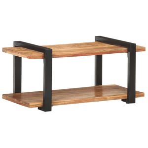 Meuble TV moyen en bois d'acacia massif naturel et fer noir pour salon - Product Image 1