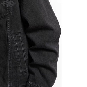 Chaqueta de Mezclilla Negra para Hombre, con Bolsillos con Solapa, Cierre de Botones, Manga Regular, Estilo Casual, Chaquetas de Moda - Product Image 5